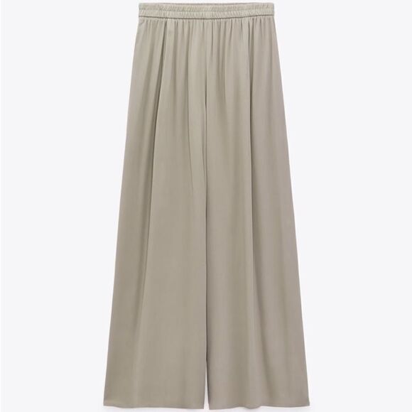ZARA PALAZZO WIDE FLOWY PANTS - Picture 2 of 7